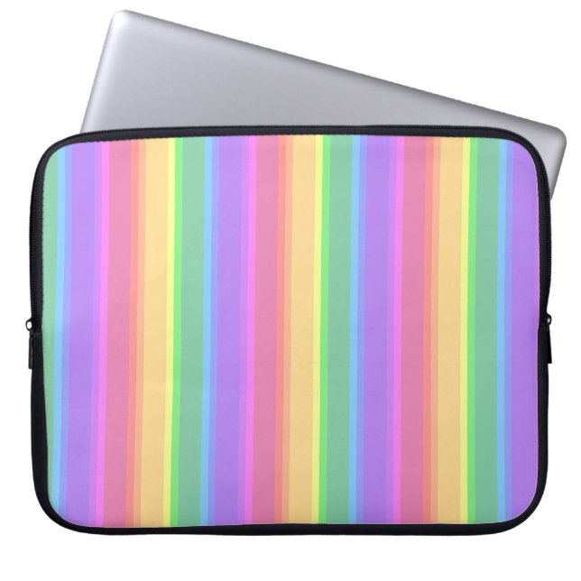 Housse Pour Ordinateur Portable Bandes arc-en-ciel pastel (Devant)