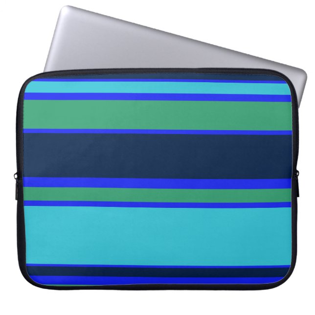 Housse Pour Ordinateur Portable Bandes bleues et vertes (Devant)