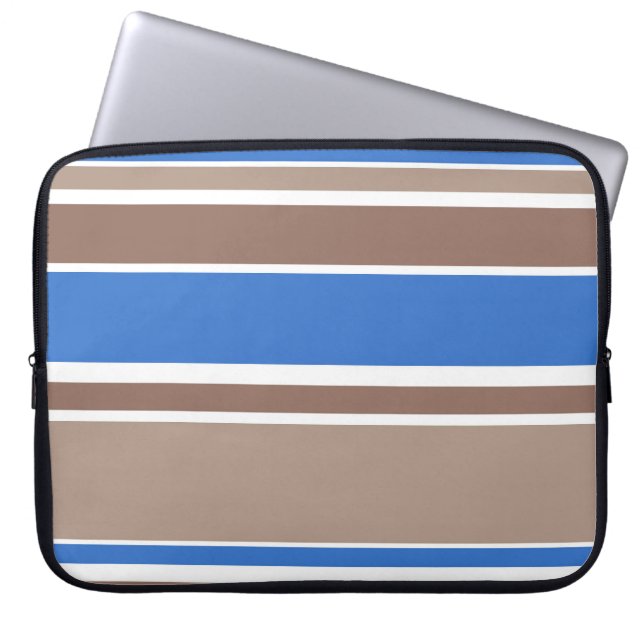 Housse Pour Ordinateur Portable Bandes Brown et bleues (Devant)
