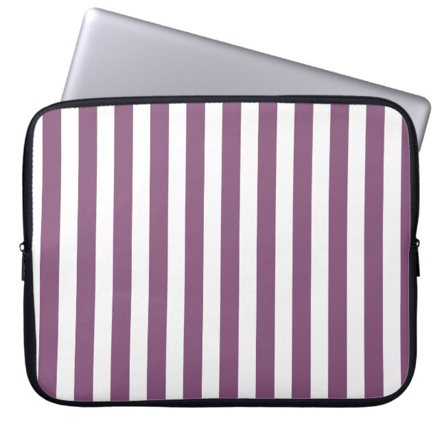 Housse Pour Ordinateur Portable Bandes de bonbons mauves et blanches (Devant)