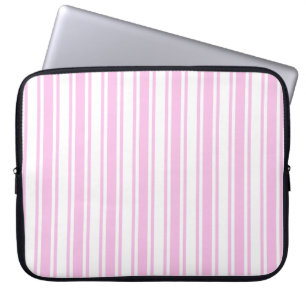 Housse Pour Ordinateur Portable Bandes de bonbons rose clair et blanc