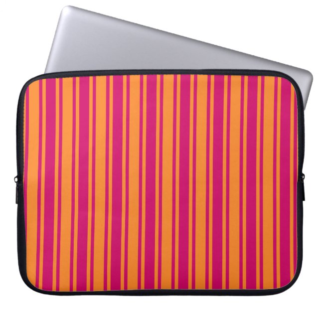 Housse Pour Ordinateur Portable Bandes de bonbons rose et orange (Devant)