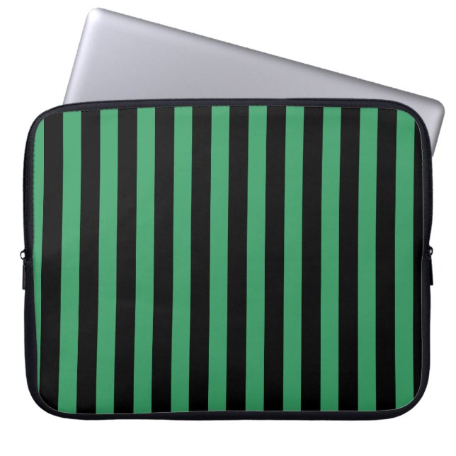 Housse Pour Ordinateur Portable Bandes de bonbons vert et noir (Devant)