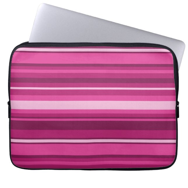 Housse Pour Ordinateur Portable Bandes de Fuschia (Devant)
