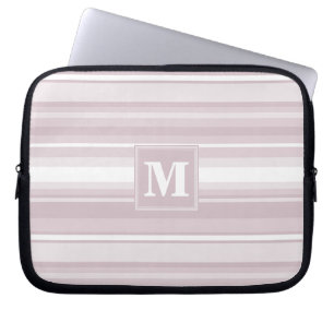 Housse Pour Ordinateur Portable Bandes de quartz roses monogrammes