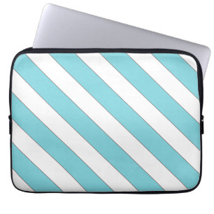 Housse Pour Ordinateur Portable bandes diagonales bleu clair