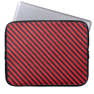 Housse Pour Ordinateur Portable Bandes diagonales noires et rouges minces