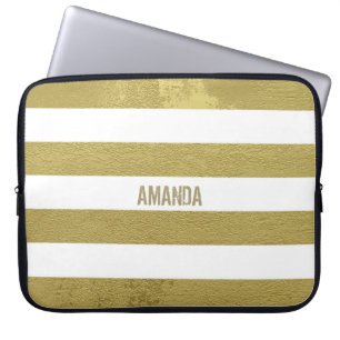 Housse Pour Ordinateur Portable Bandes d'or monogrammes