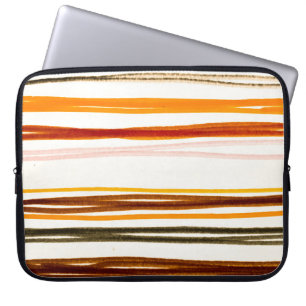 Housse Pour Ordinateur Portable Bandes géométriques, aquarelle orange