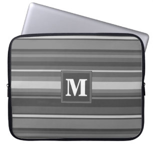 Housse Pour Ordinateur Portable Bandes gris monogramme