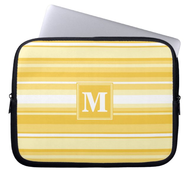 Housse Pour Ordinateur Portable Bandes jaunes monogrammes (Devant)
