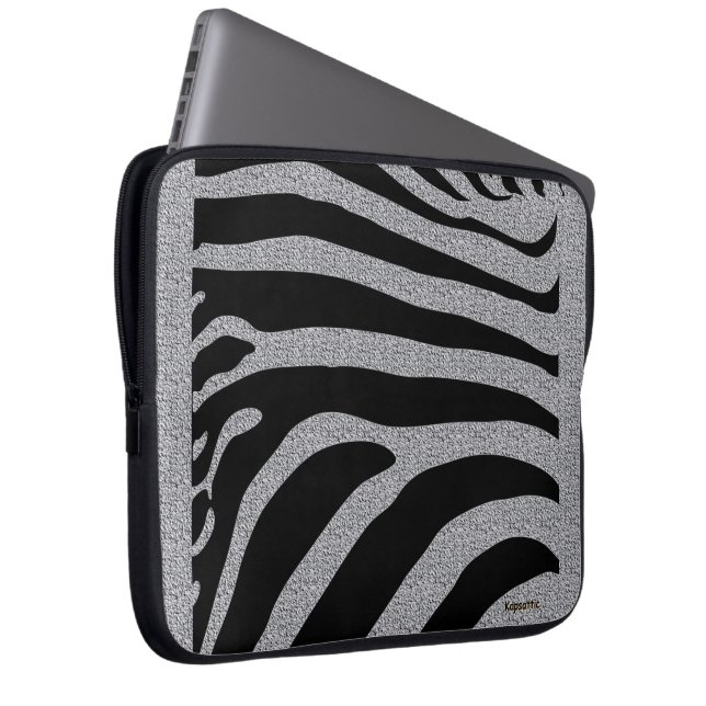 Housse Pour Ordinateur Portable Bandes noires et grises (Devant droit)