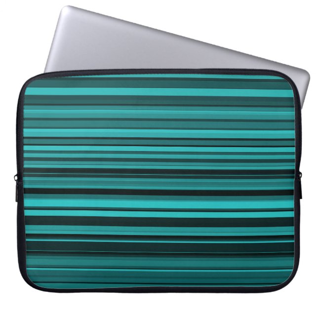 Housse Pour Ordinateur Portable Bandes noires turquoises (Devant)