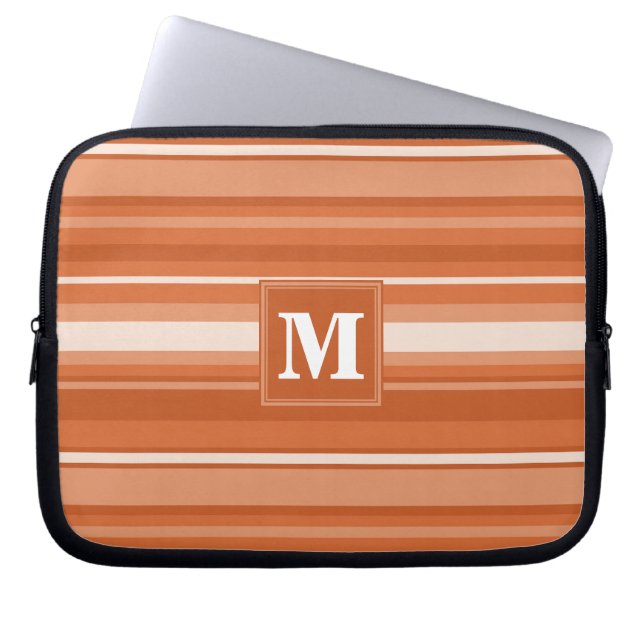 Housse Pour Ordinateur Portable Bandes orange monogrammes (Devant)