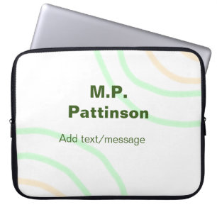 Housse Pour Ordinateur Portable Bandes orange vertes ajouter le nom message texte