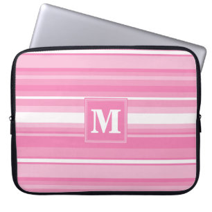 Housse Pour Ordinateur Portable Bandes rose monogramme