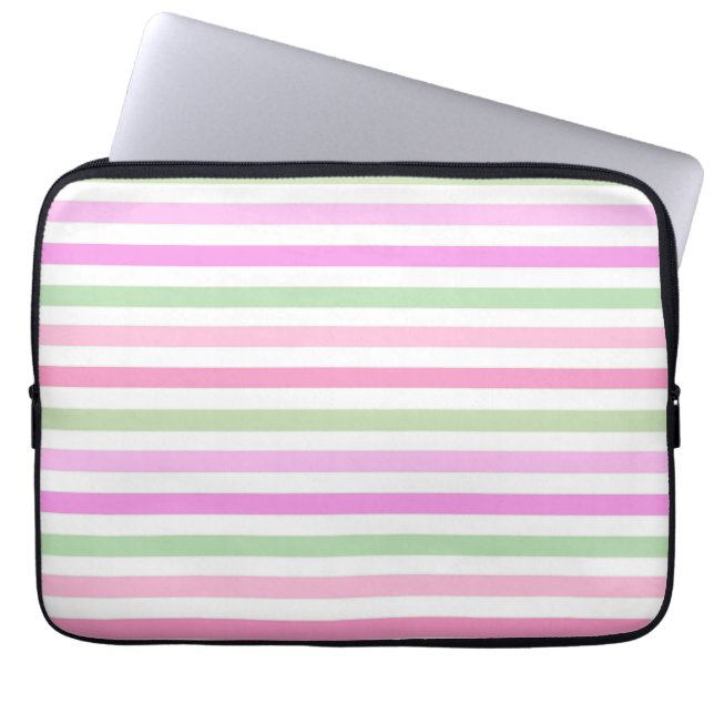 Housse Pour Ordinateur Portable Bandes, rose, vert (Devant)