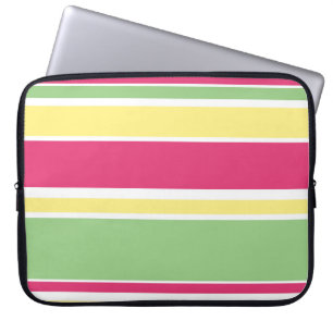 Housse Pour Ordinateur Portable Bandes roses, vertes et jaunes