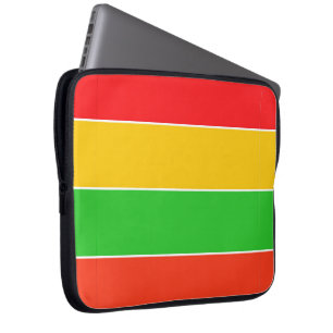 Housse Pour Ordinateur Portable Bandes rouges, jaunes et vert citron