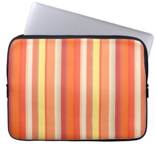 Housse Pour Ordinateur Portable Bandes rouges mignonnes orange