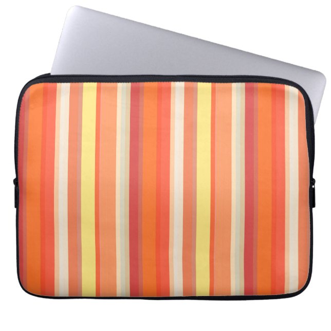 Housse Pour Ordinateur Portable Bandes rouges mignonnes orange (Devant)