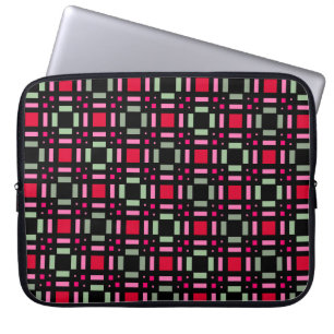 Housse Pour Ordinateur Portable Bandes rouges rouges rouges vertes géométriques
