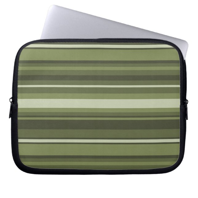 Housse Pour Ordinateur Portable Bandes vert olive (Devant)
