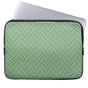 Housse Pour Ordinateur Portable Bandes vert olive double tissage