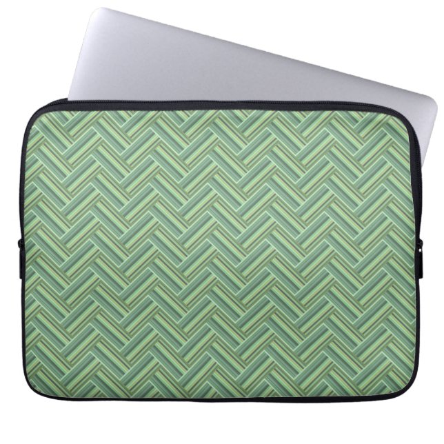 Housse Pour Ordinateur Portable Bandes vert olive double tissage (Devant)