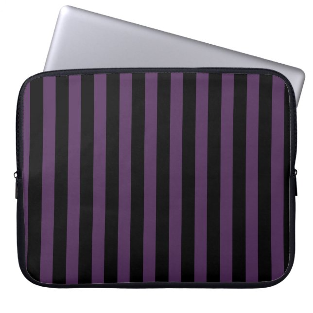Housse Pour Ordinateur Portable Bandes violettes foncées et noires (Devant)