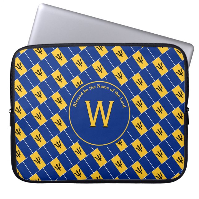 Housse Pour Ordinateur Portable BARBADOS DRAPEAU Customisé Monogramme Ordinateur p (Devant)