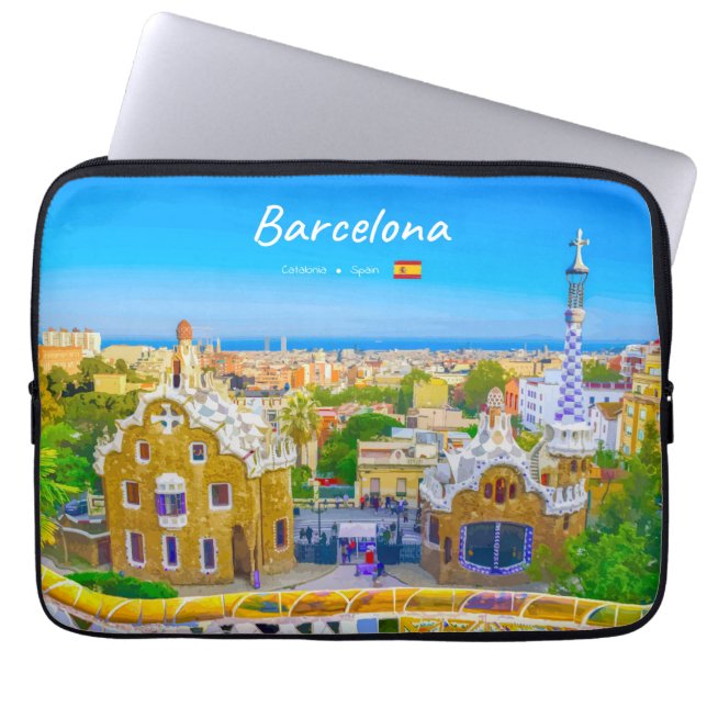 Housse Pour Ordinateur Portable Barcelone, Espagne - Parc Guell Mosaïque Gaudi (Devant)