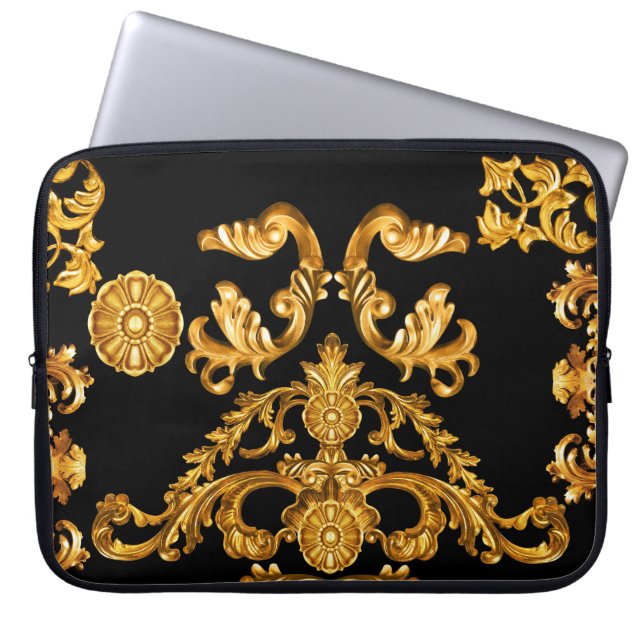 Housse Pour Ordinateur Portable Baroque d'or, éléments ornementaux. (Devant)