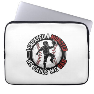 Housse Pour Ordinateur Portable Baseball Papa Monstre Vintage Catcher Conception d