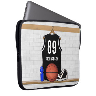 Housse Pour Ordinateur Portable Basket-ball noir et blanc du Jersey