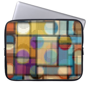 Housse Pour Ordinateur Portable Basse bâtisse en poly pixel, motif géométrique.