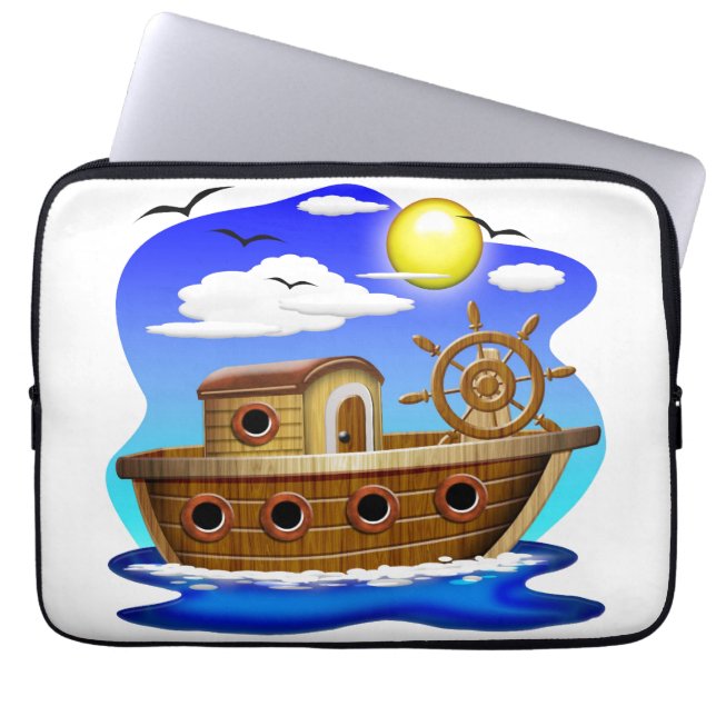 Housse Pour Ordinateur Portable Bateau de pêche dessin animé  (Devant)