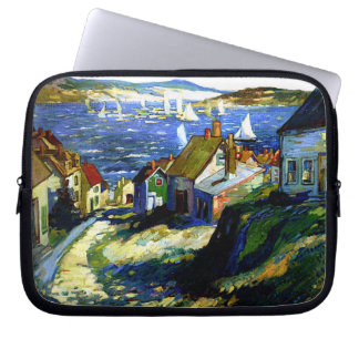 Housse Pour Ordinateur Portable Bateaux à voile au port, peinture d'art