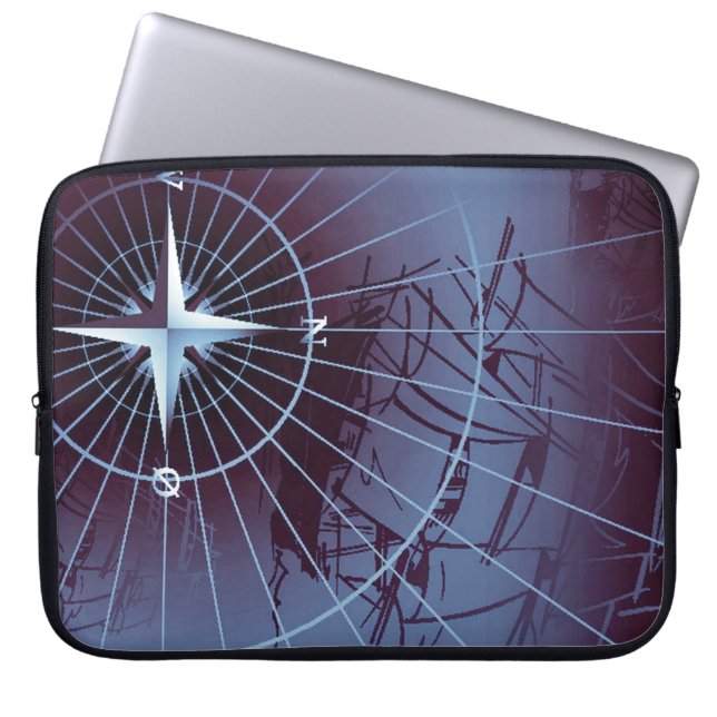 Housse Pour Ordinateur Portable Bateaux de navigation nautiques de minuit de (Devant)