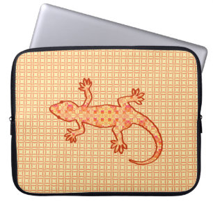 Housse Pour Ordinateur Portable Batik tribal Gecko - corail et orange clair