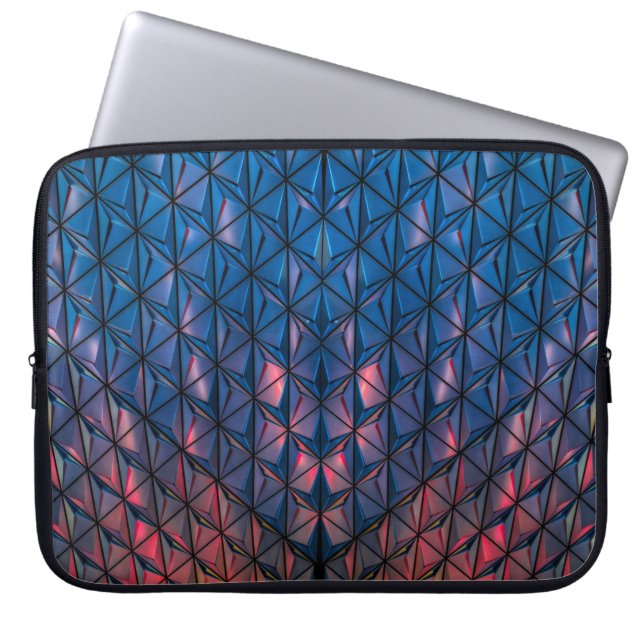HOUSSE POUR ORDINATEUR PORTABLE BÂTIMENT CUBISTE BLEU ET ROUGE (Devant)