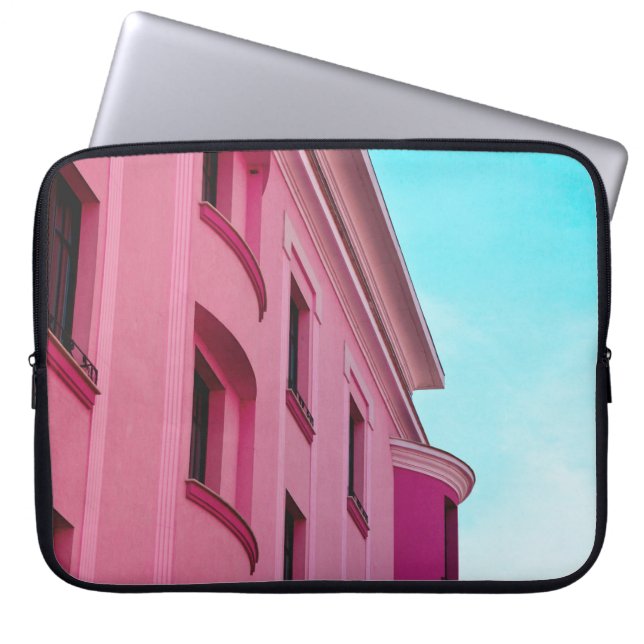 HOUSSE POUR ORDINATEUR PORTABLE BÂTIMENT EN BÉTON ROSE (Devant)