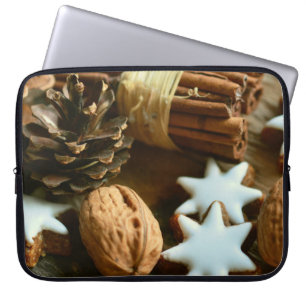 Housse Pour Ordinateur Portable Bâtons et étoiles de cannelle de Noël
