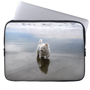 Housse Pour Ordinateur Portable Beach Westie Réflexion Photo Electronique Couvertu