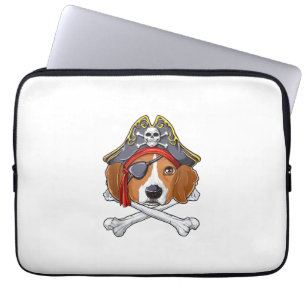 Housse Pour Ordinateur Portable Beagle Costume de pirate Jolly roger Drapeau Croix