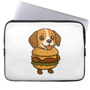 Housse Pour Ordinateur Portable Beagle drôle avec Burger Créature mythique drôle