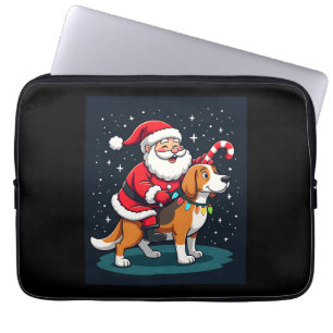 Housse Pour Ordinateur Portable Beagle éclairage de Noël Santa à cheval Beagle chi
