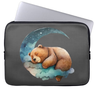Housse Pour Ordinateur Portable Bear en peluche mignonne dormant sur la lune du cr