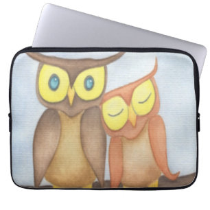 Housse Pour Ordinateur Portable Beau Aquarelle Chouette Amateurs