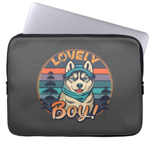 Housse Pour Ordinateur Portable Beau Cool Boy Vintage Retro Husky Puppy